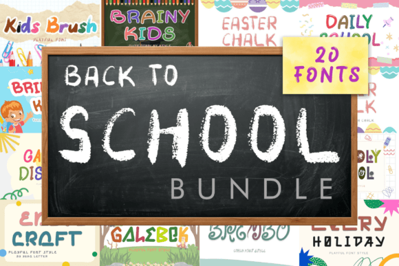 Download Back to School Fonts Bundle - Back to school font Collection