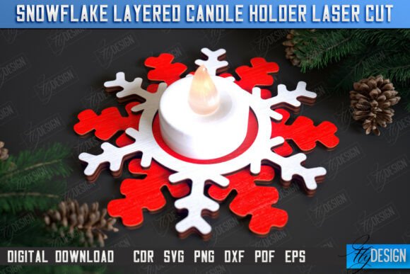 Download Snowflake Layered Candle Holder Laser - Layered Collection