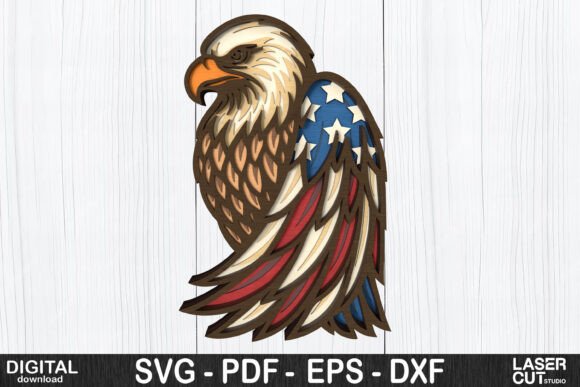 Download Patriotic Eagle Layered SVG Laser Cut - Layered Collection