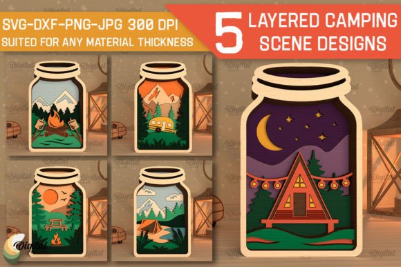 Download Layered Camping Scene Laser Cut Bundle - Layered Collection