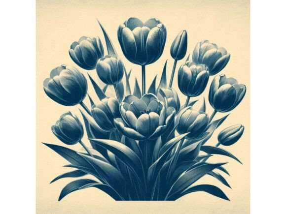 Download A Cyanotype Print of Tulips, Giving a Vi - Cyanotype Collection