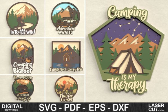 Download Camping &amp; Nature Layered Sign Bundle - Layered Collection