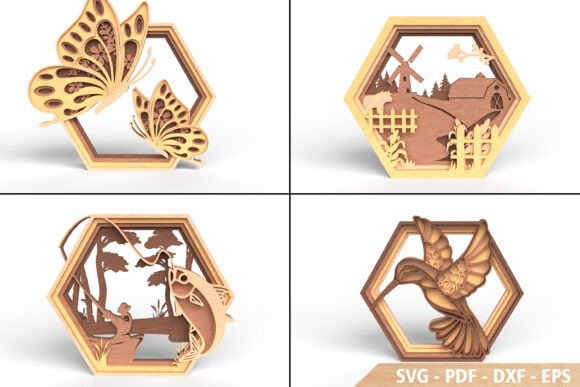 Download Hexagon Layered Wall Art Bundle - Layered Collection